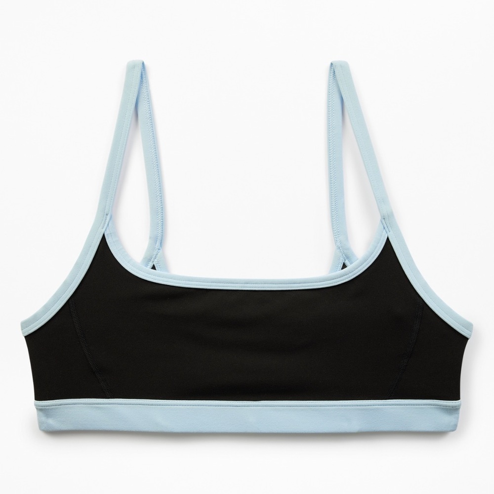 Athleta Black Sports Bralette with Light Blue Trim